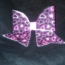 Load image into Gallery viewer, Black with Pink and White Hearts Hair Bow