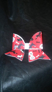 Red Dog Print with Bones Hair Bow