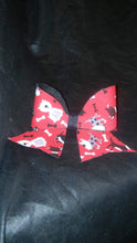 Load image into Gallery viewer, Red Dog Print with Bones Hair Bow