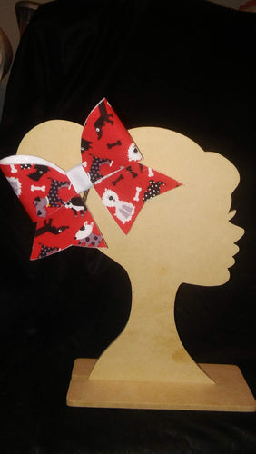 Red Dog Print with Bones Hair Bow