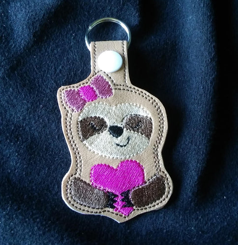 Sloth with Heart Key Fob